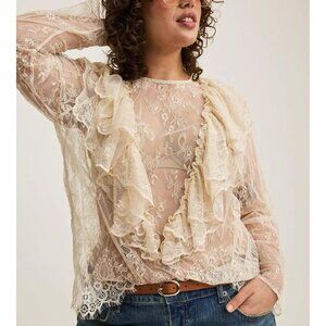 TORRID Lace Ruffle Long Sleeve Top NWT, Size 1, 1X